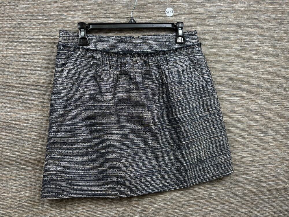 Gap Women's Textured Short Mini Skirt Size 6 Gray Blue Blended Lined Metallic